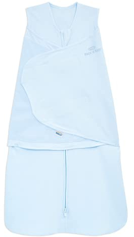 HALO 100% Cotton Sleepsack Swaddle, 3-Way Adjustable Wearable Blanket, TOG 1.5, Baby Blue, Small, 3-6 Months
