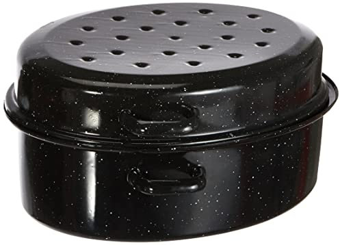 Krüger Gansbräter in schwarz/weiß gesprenkelt, Emaille, 42 cm