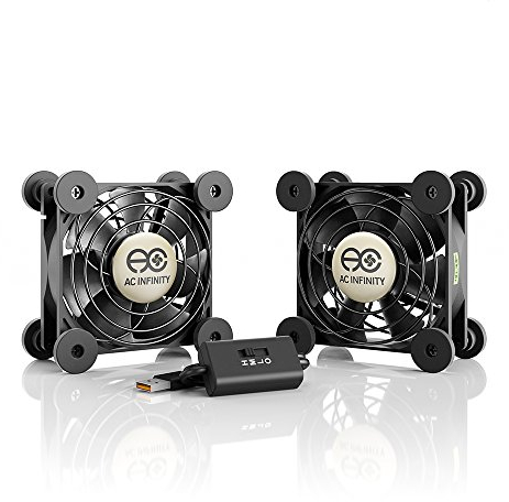 AC Infinity MULTIFAN S5, Quiet Dual 80mm USB Fan, UL-Certified for Receiver DVR Playstation Xbox Computer Cabinet Cooling