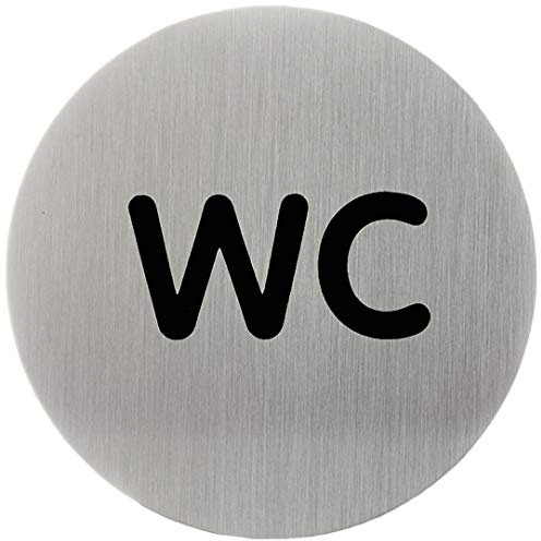 Durable Türschild Picto rund (WC, 83 mm) metallic silber, 490723