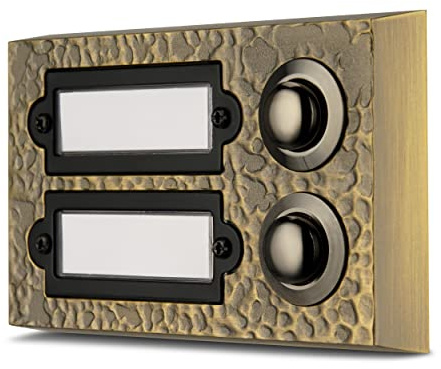 REV Klingeltaster 2-fach, Namensschild, Metall, max.42V AC/DC - 2A, Bronze