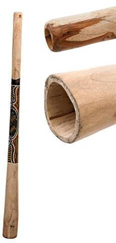Didgeridoo aus Teakholz bemalt Dotpainting Länge: 130 cm schöner Gegendruck vergleichbar mit Eukalyptus aber preiswerter klarer Ton Rissstabilität Weltmusik Aborigines Australien Percussion