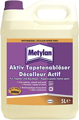 METYLAN Décolleur Actif, décolle tous types de papiers peints - très concentré jusqu'à 400 m² de papiers peints décollés avec 1 litre - bidon de 5 litres
