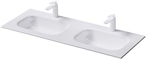 Maggio & Maggio Lavandino da incasso 2 vasche Col04 Lavabo grande ripiano rettangolare in marmo pressofuso larghezza: 120 cm