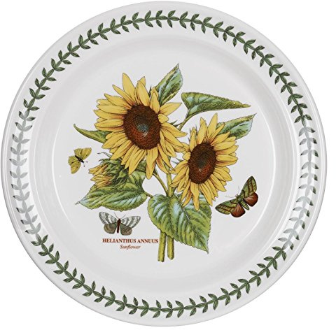 Portmeirion Botanic Garden Sunflowers Dinner Plate - 10.5 Earthenware - Traditional Style - White - Sunflower Pattern