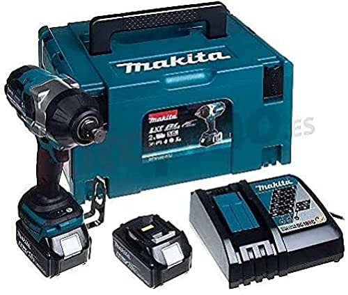 Makita DTW1001RTJ Akku Schlagschrauber 18 V, Ladegerät im Makpac, Schwarz, Blau, mit 2x Akku 5,0 Ah