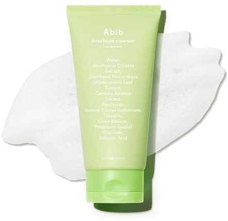 Abib Akne skumrenare Heartleaf, mild, sura ansiktstvätt för daglig användning för hud som är benägen för akne, djuprengöring för känslig hud, K Beauty, 150 ml