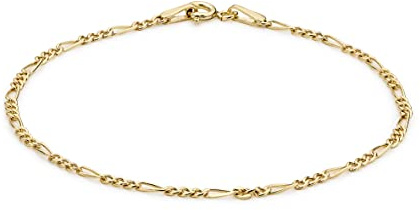 Carissima Gold Damen 9k (375) Gelbgold Hollow Diamantschliff Figaro Kettenarmband