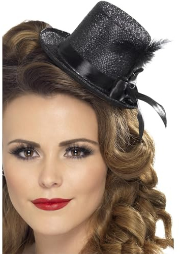 Mini Tophat Black With Black Ribbon & Feather