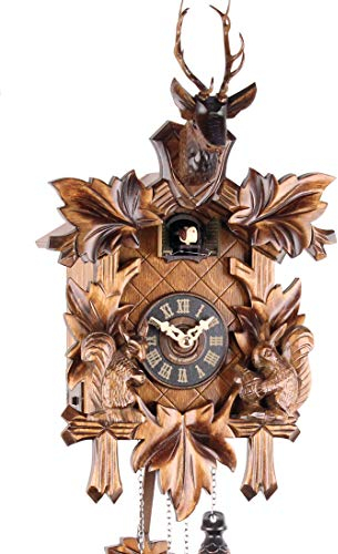 Eble Kuckucksuhr Kuckuckuhr Echtholz NEU batteriebetriebenes Quartzwerk Kuckuckruf Eichhörnchen 38cm- 10187
