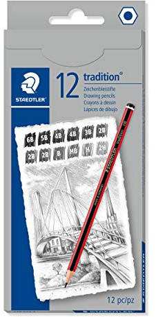 STAEDTLER 110 C12-1 tradition grafitpenna för ritning och skissning - blandade grader (låda med 12)