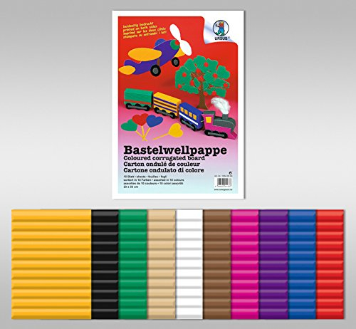 Ludwig Bähr Bastelwellpappe 260g/qm 33x46cm VE=10 Blatt 10 Farben Sortiert