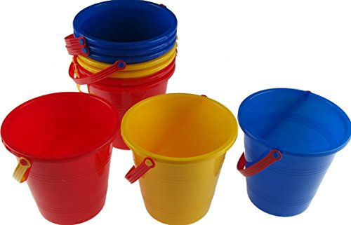 Marsh Set Of 10 Childrens Beach Buckets - Bulk Buy Savings - Red Blue Yellow Colour