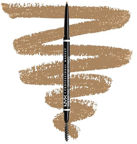 NYX Professional Makeup Lápiz de cejas perfectas Micro Brow Pencil, Dos lados: cepillo espiral y lápiz de cejas automático, Fórmula vegana, Tono: Blonde