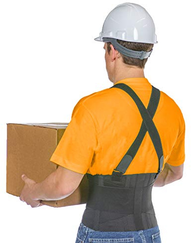 BraceAbility Trabajos industriales Back Brace | Tirantes extraíbles para seguridad de levantamiento pesado - Cinturón de protección contra el dolor lumbar para hombres y mujeres en construcción (4XL)