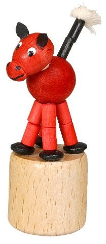 Rudolphs Schatzkiste Holzspielzeug Wackelfigur Pferd rot Höhe=8cm NEU Spielzeug Wackeln Wackeltier Wackelspielzeug Figur Holzspielzeug Holztier Tier Drücken Drückfigur Holz Holzfiguren Seiffen