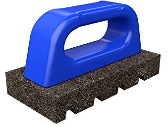 Bon Fluted Rub Brick – 6 in. x 3 in. x 1 in. 20 Grit Silicon Carbide with Comfortable Plastic Handle for Smoothing Concrete Surfaces