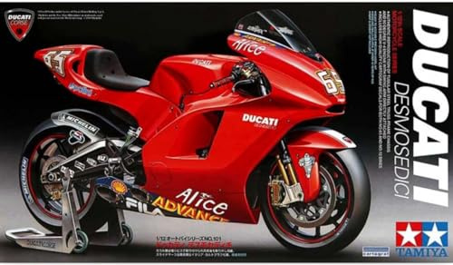 Tamiya 300014101-1:12 Ducati Desmosedici Nr. 65 MotoGP´03, originalgetreue Nachbildung, Plastik Bausatz, Basteln, Modellbausatz, Zusammenbauen, unlackiert, Rot