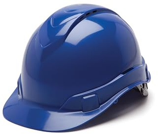 Pyramex Ridgeline Cap Style Hard Hat 4 Point Ratchet Vented Blue