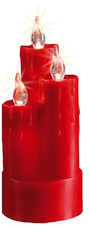 hellum LED Wachskerzen Kombination, rote LED Kerzen flackernde Flamme | Kerzen mit Batterie (2xAA, nicht inkl.) warmweiß 8x20cm ØxH, Weihnachtsbeleuchtung Deko, Kerzen Echtwachs 571943