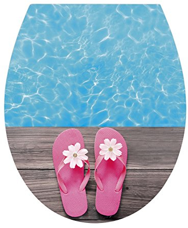 WENKO WC-Sitz Hochglanz Acryl Hawaii - Toilettensitz, Absenkautomatik, Fix-Clip Hygiene Befestigung, Duroplast, 39 x 45 cm, Weiß