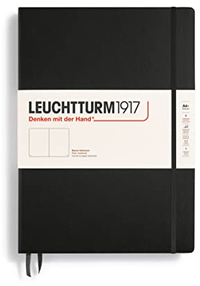 LEUCHTTURM1917 - Notebook Hardcover Master Classic A4+ - 235 Numbered Pages for Writing and Journaling (Black, Plain)