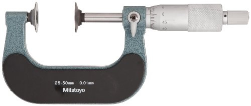 Mitutoyo 123-103 Bügelmessschrauben mit Tellermessflächen, 50-75 mm