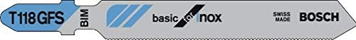 Bosch 3x Stichsägeblatt T 118 GFS Basic for Inox (für Edelstahlbleche, Professional Zubehör Stichsäge)