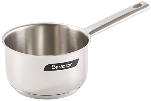 Barazzoni Chef Line Casseruola manico lungo, ø cm 14, capacità 1.1 litri, Made in Italy, Acciaio Inox 18/10, Induzione+Gas, Triplo fondo, PFAS free