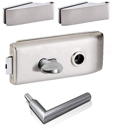 bijon Glastürbeschlag Set - Glastürschloss aus hochwertigem Edelstahl mit Riesenauswahl, Deutsch geprüfte Qualität - IFT Zertifizierung | 6023-WC/6225 PZ-60 | Drücker Typ 2