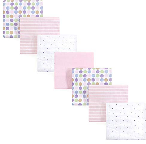 Luvable Friends Unisex Baby Cotton Flannel Receiving Blankets, Pink Stripe 7-Pack, One Size