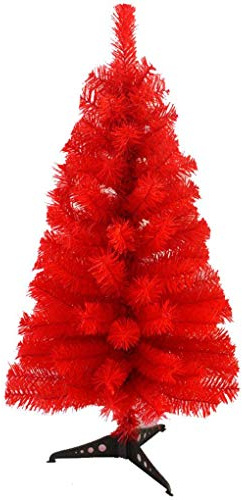 Prettybuy Weihnachtsbaum mit Ständer, aus Kunststoff 0,9 m, PVC 3feet Rot