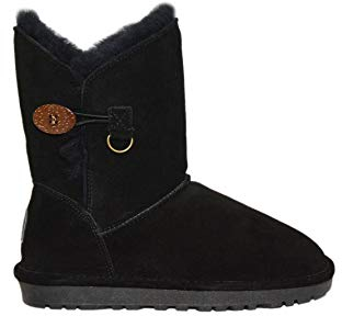Reissner Lammfelle | Engel Stiefel LARA | Halbhohe warme Winterboots | Wildleder | Innenfutter echtes Merino Lammfell | schwarz 42