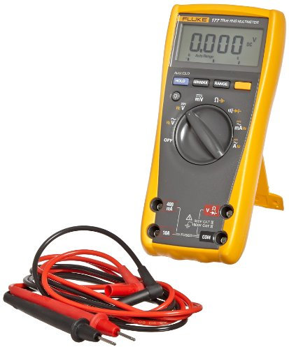 Fluke 177 RMS Digital Multimeter with Backlight, 50 Megaohm Resistance, 1000V AC/DC Voltage, 10A AC/DC Current with a NIST-Traceable Calibration Certificate with Data