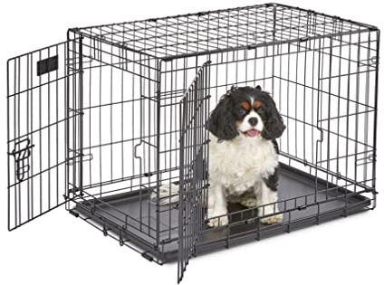 MidWest Homes for Pets iCrate Modell 1530 Hundebox, ca. 76 cm lang, mit Doppeltür, auslaufsicherer Bodenwanne, Bodenschutzfüßen, Trenneinsatz und patentierten Funktionen, schwarz