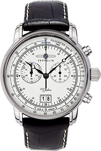 Zeppelin Herrenuhr Chronograph Quarz mit Lederarmband – 76901