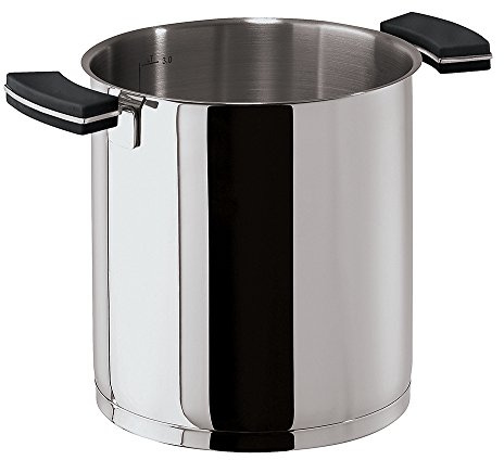 Sambonet 12'O'Clock Grey Pentola Ø 16 cm, Acciaio Inox 18/10, Manici Antiscottatura in Silicone Nero, con Interno Graduato