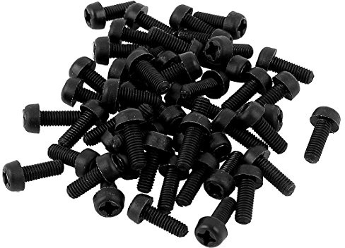 sourcing map 50 Stück Phillips Kreuzflachkopf Maschinenschrauben Schwarz | M3 x 8mm, Nylon