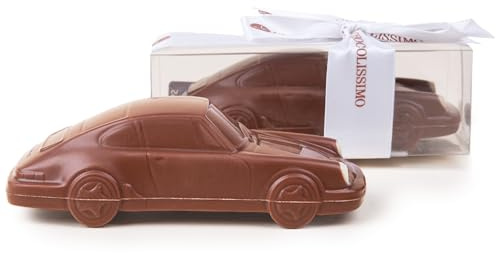 CHOCOLISSIMO - Schoko Porsche 911 Carrera, Schokoladenauto Geschenk, Auto aus Schokolade, Mini-Schokoladenauto, Geschenk für Autoliebhaber, Lustige Geschenkidee für Vatertag, Muttertag, Geburtstag