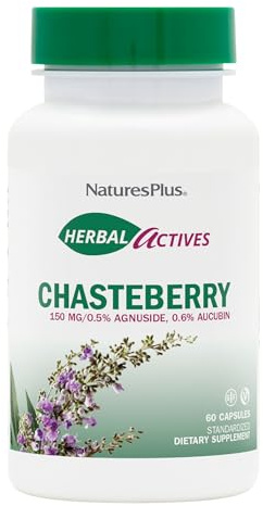 NaturesPlus Herbal Actives Chasteberry - 60 Capsules - Supports Menstrual Well-Being and Reproductive Health - Vegan, Gluten Free - 60 Servings