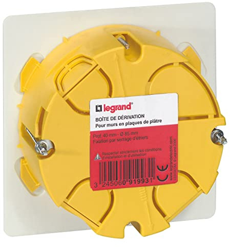 Legrand - Boîte de dérivation pour plâtre - Ø85mm profondeur 40mm - avec plaque et vis