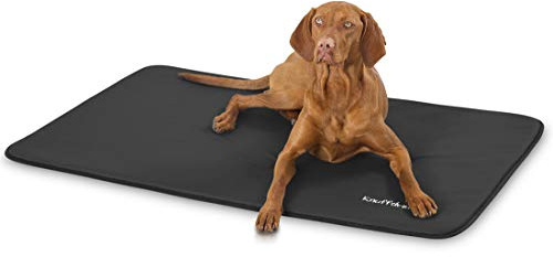Knuffelwuff Kunstleder Hundematte Cheyenne XL 105 x 73cm Schwarz - Hundekissen für große, mittelgroße und kleine Hunde - Für Zuhause, Auto, Wohnmobil, Wohnwagen