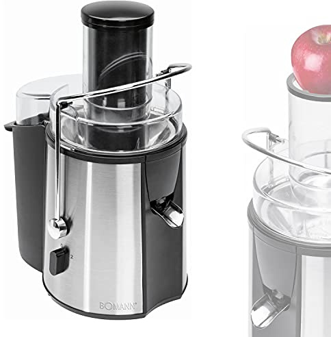 Bomann Elektrischer Entsafter aus Edelstahl für Obst, Gemüse, Weizengras, Ingwer (1000 Watt, 2 Liter)