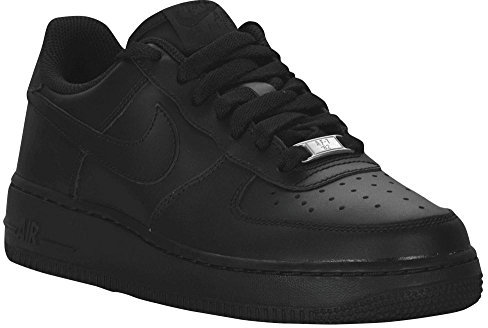 NIKE Air Force 1 (GS) Schuhe Kinder Echtleder-Sneaker Turnschuhe Schwarz 314192 009, Größenauswahl:38.5