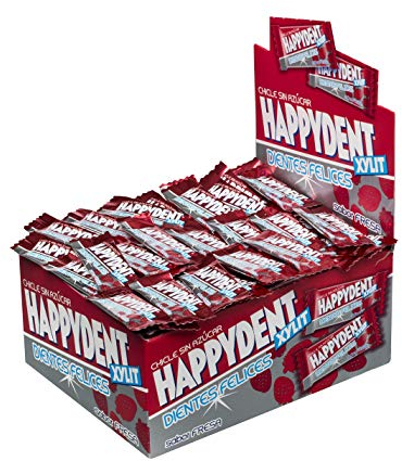 Happydent Chicle sin Azúcar con Xilitol Sabor Fresa - Paquete de 200 x 2.20 gr - Total: 440 gr