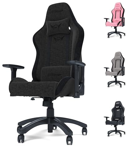 GT OMEGA Pro Series 2.0 Gaming Chair, Black Fabric Computer Office Chair, Ergonomic Desk Chair for Home, Adjustable Arms, 180 Degree Recline, Lumbar Neck Cushions, Height Adjustable, 110kg Capacity