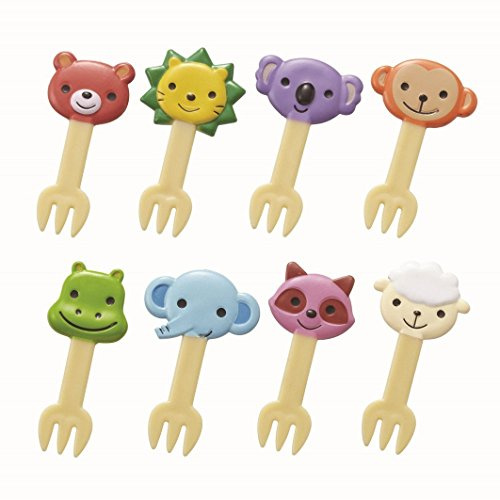 Tonune Mama's Assist Lunch Box Accessories Bento Decoration Japanese Food Fork Picks Lunch Cute Animal Set of 8 Pieces (Bear, Lion, Koala, Monkey, Hippopotamus, Elephant, Raccoon, Sheep) P-3116