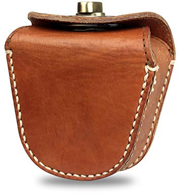 Kosibate Ammo Pouch, Genuine Leather Ammo Bag for .22 22lr .38 .45 Hunting Vintage Belt Gun Ammo Carrier Pouch(Bronze)