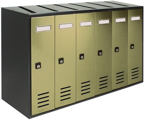 ALUBOX Cubo Buzones Comunitarios 6 Compartimentos Cubo 38,5x63x25 cm de Chapa Galvanizada Buzón Comunitario Vertical para Exterior e Interior Protegido (Antracita Y Bronce)