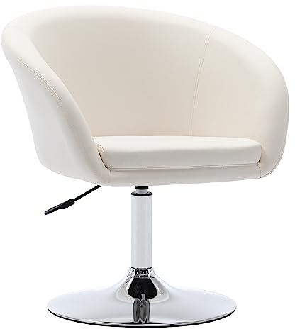Duhome Sillon Lounge Club Cuero sintético Silla butaca Ajuste de Altura Giratorio seleccion de Color 440, Color:Blanco, Material:Cuero Artificial